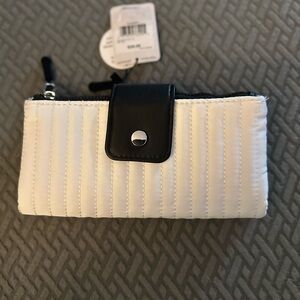 MUNDI White Quilted Wallet with Black Accents